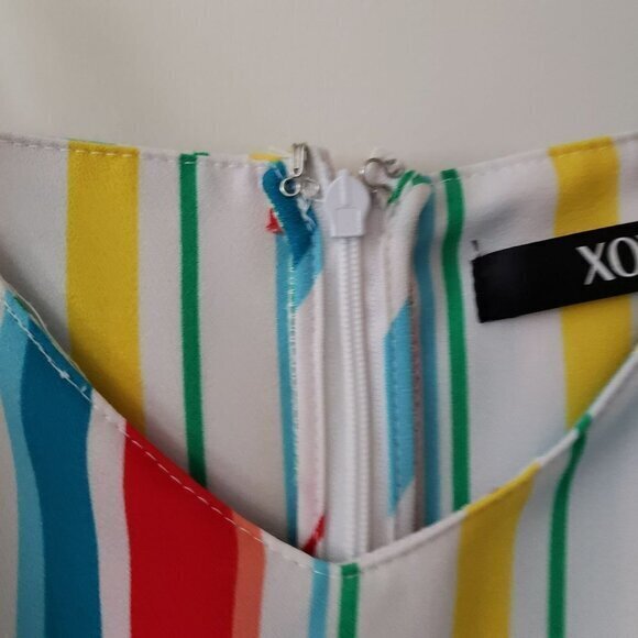 XOXO Womens Striped Dress Jumper Romper Sheer Over Shorts Maxi Size XL Pre-Owned - Picture 9 of 14
